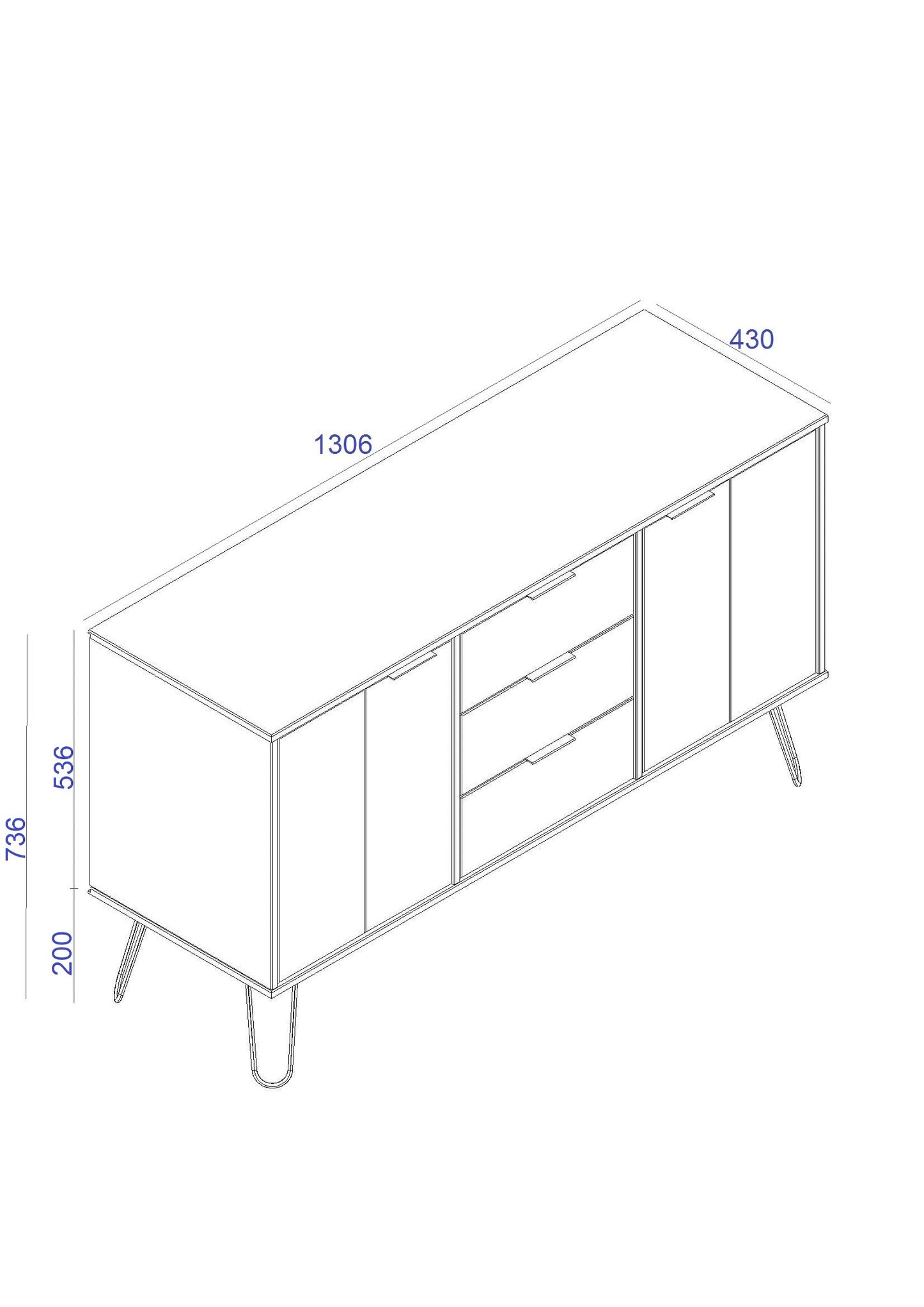 medium sideboard with 2 doors, 3 drawers