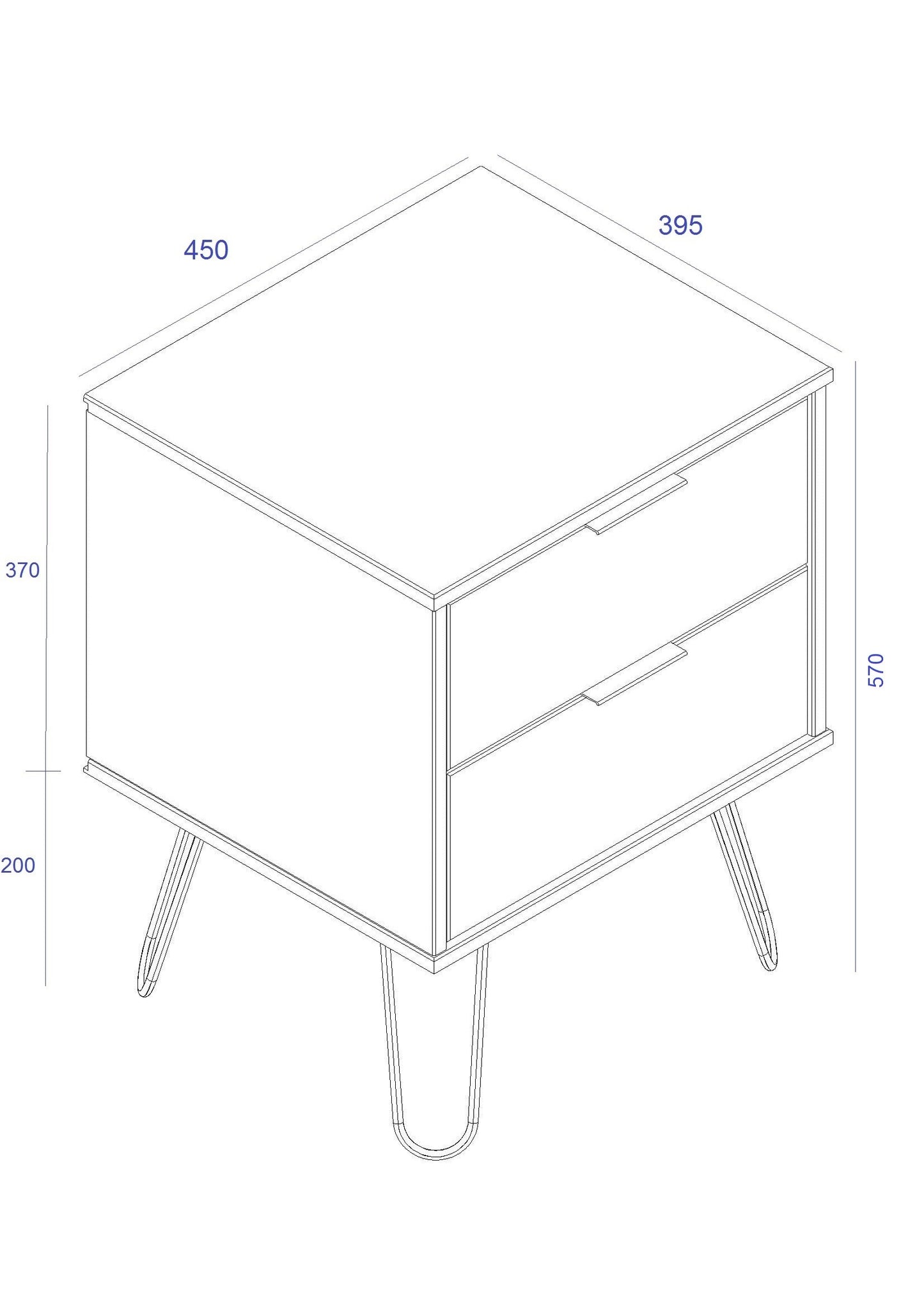 2 drawer bedside cabinet