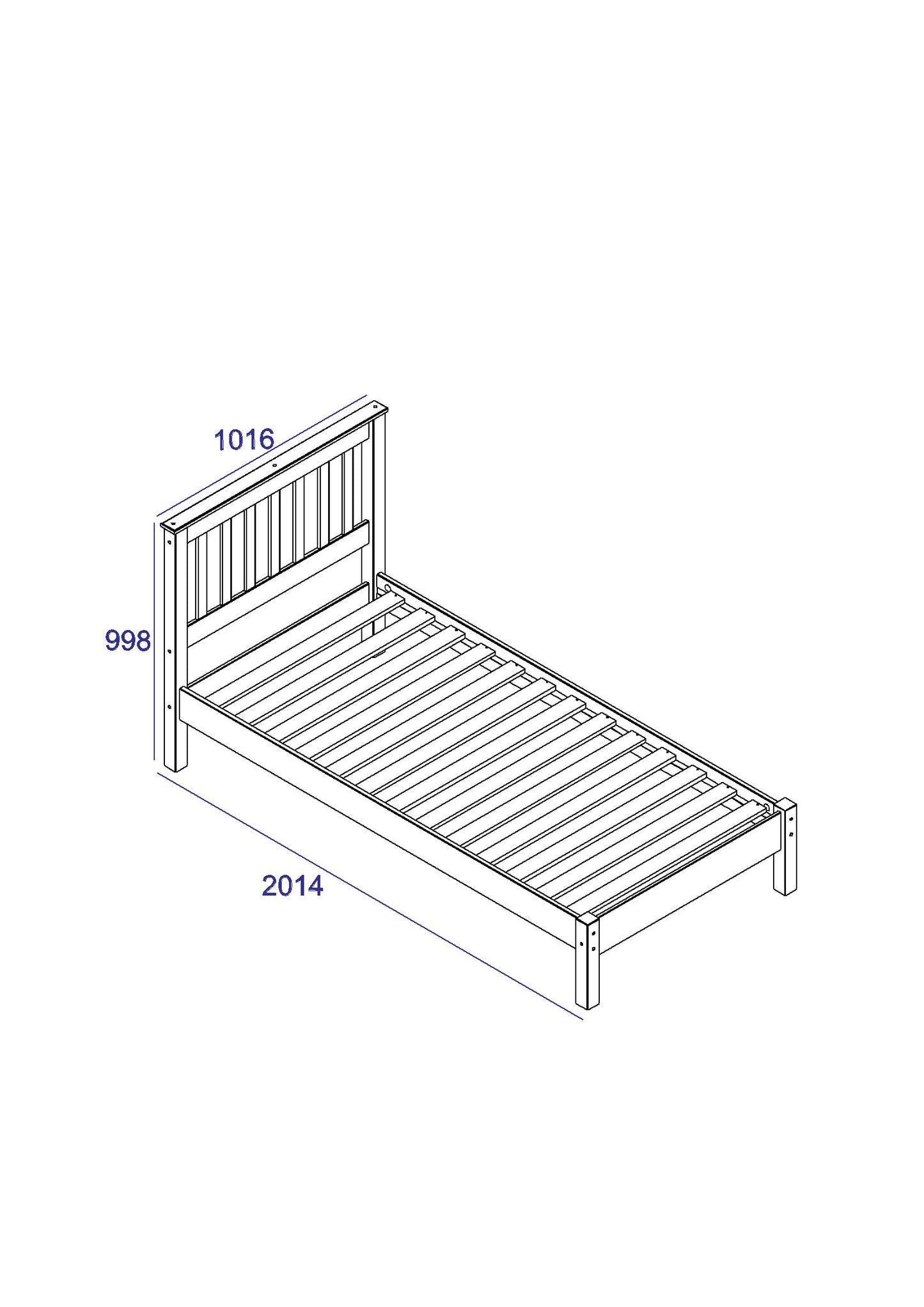 3'0" slatted lowend bedstead