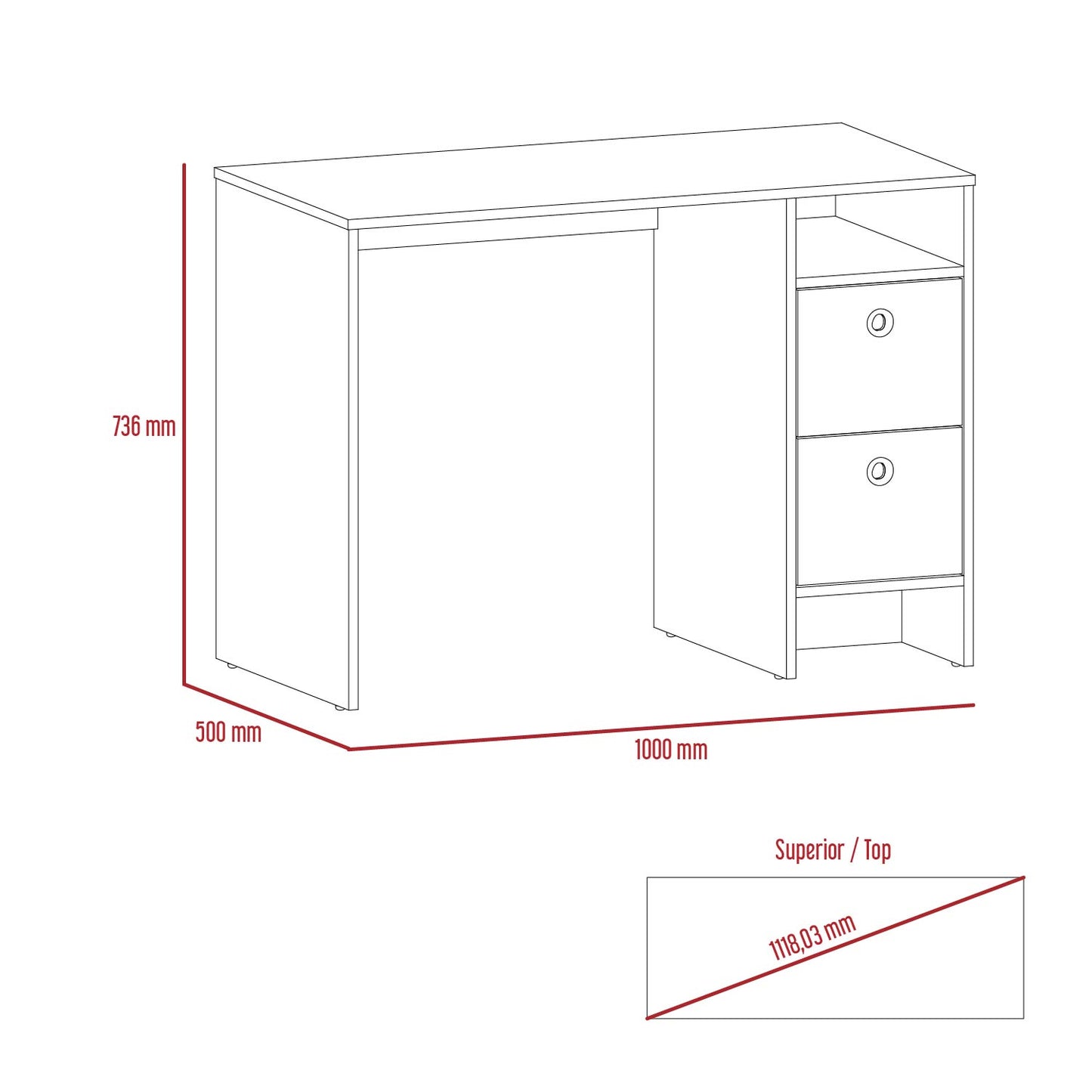 desk with two drawers