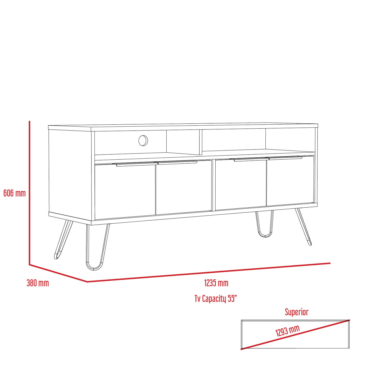 wide screen TV rack with 4 doors