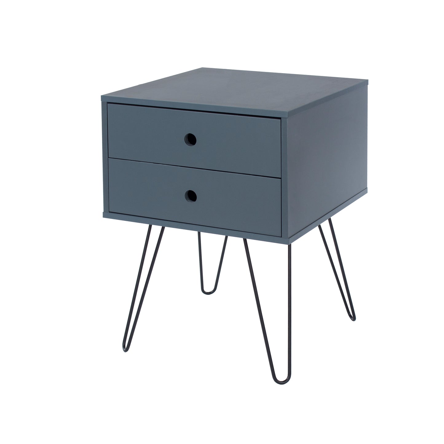 telford, metal leg 2 drawer bedside cabinet