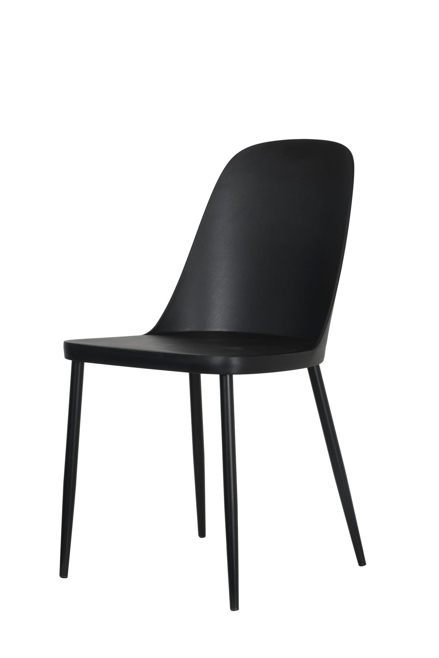 duo chair, black plastic seat with black metal legs (pair)