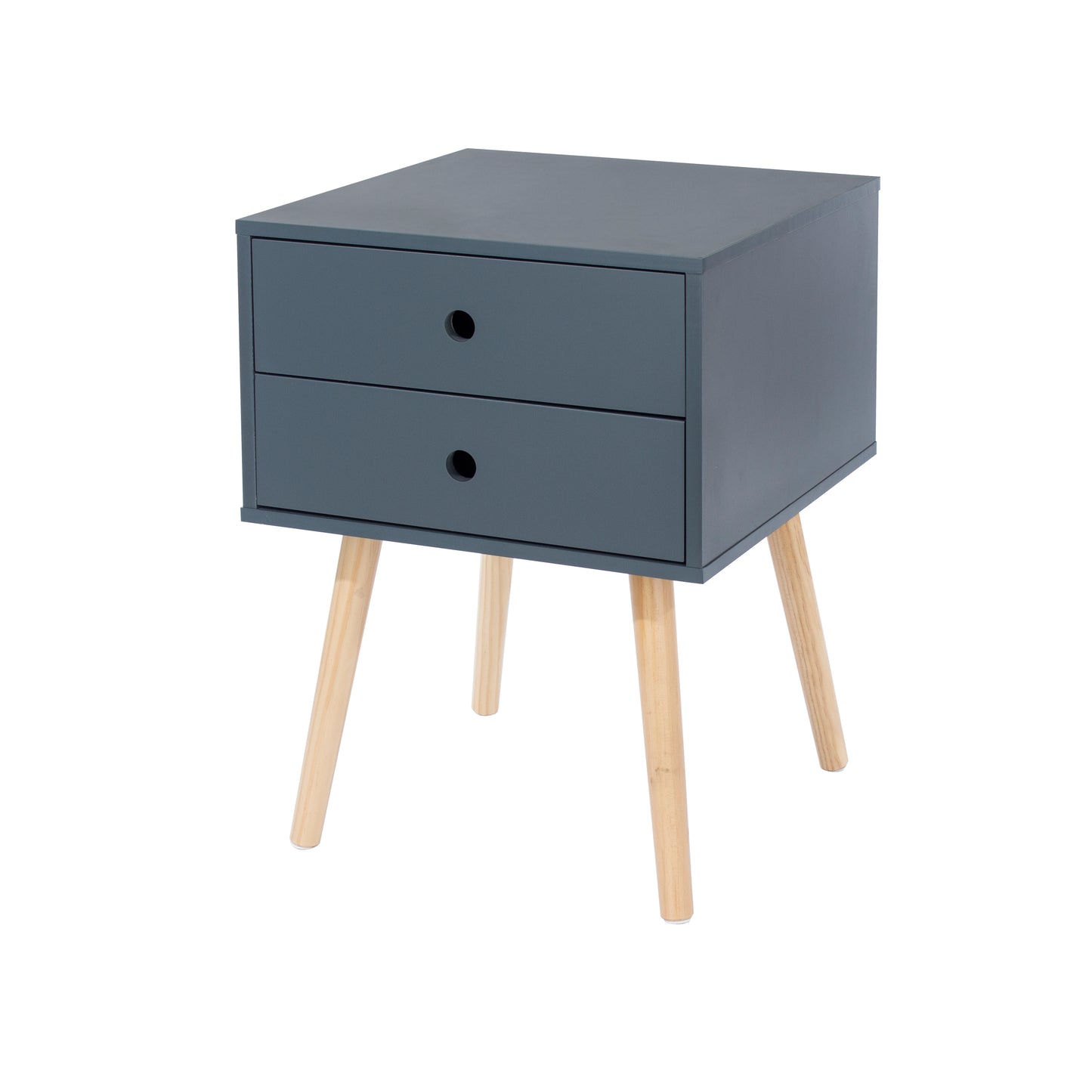 scandia, 2 drawer & wood legs bedside cabinet