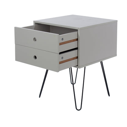 telford, metal leg 2 drawer bedside cabinet