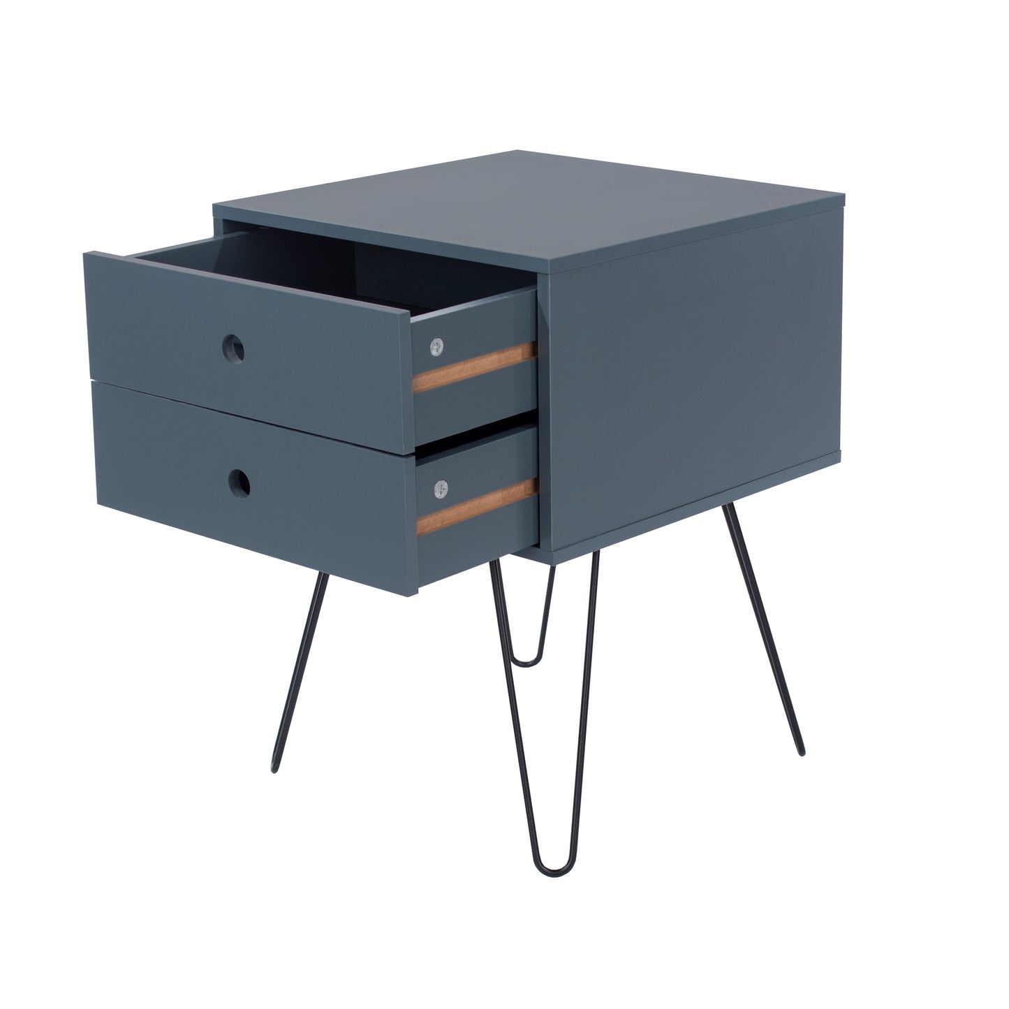 telford, metal leg 2 drawer bedside cabinet