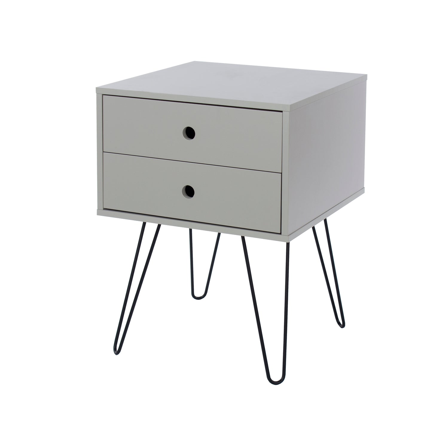 telford, metal leg 2 drawer bedside cabinet