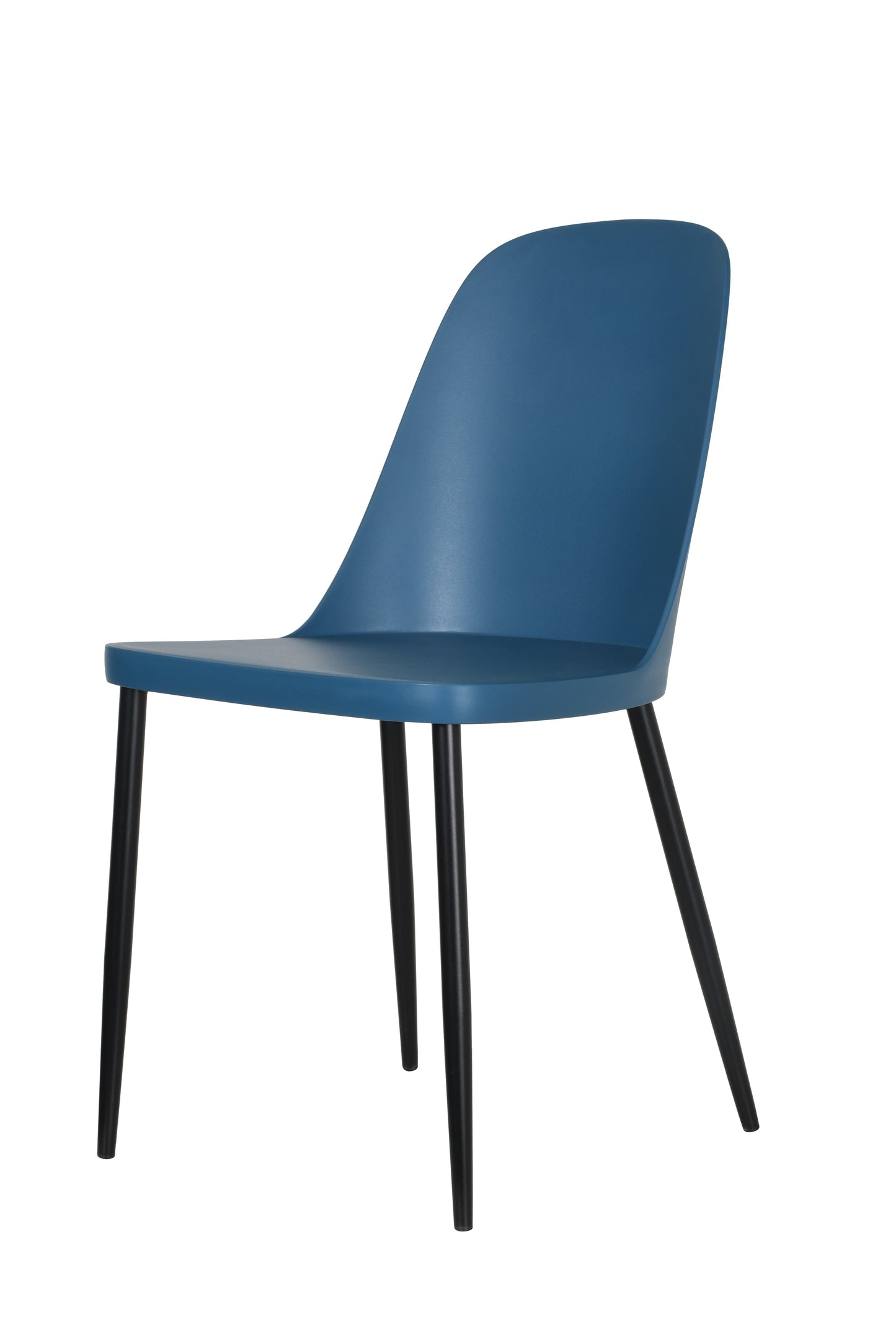 duo chair, blue plastic seat with black metal legs (pair)