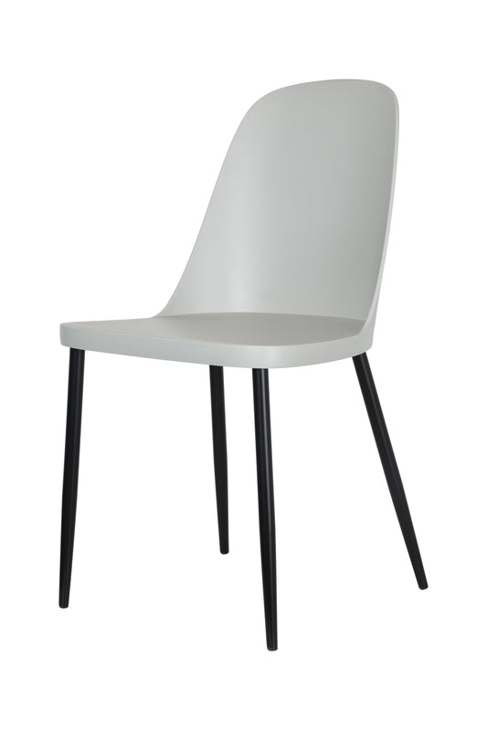 duo chair, light grey plastic seat with black metal legs (pair)